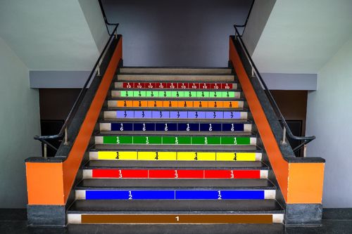 Treppen-XXL Sticker, Indoor, Bruchrechnen 120x10 cm