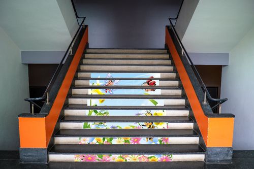 Treppen-XXL Sticker, Indoor, lustige Wiese