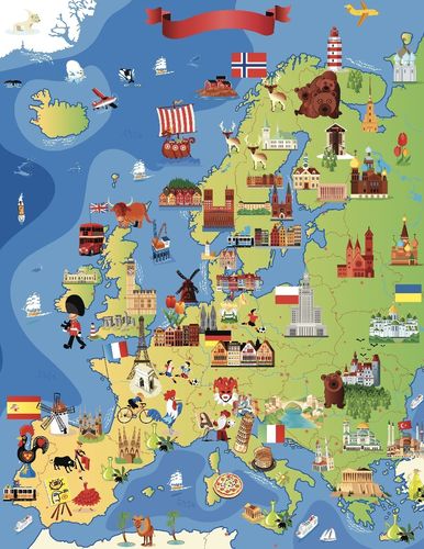 Poster Kinderkarte Europa
